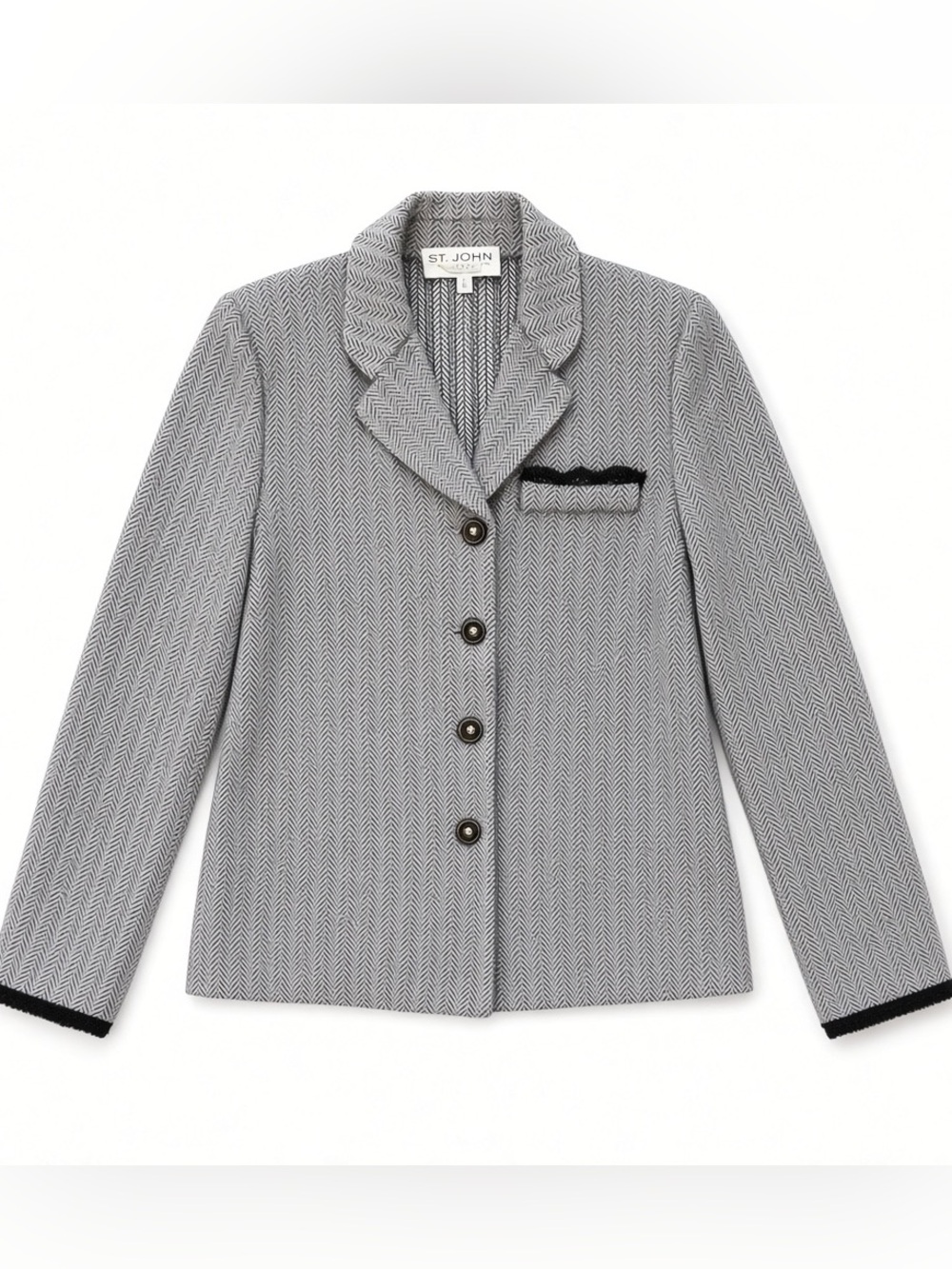 Vintage St John’s Herringbone Shevon Knit Blazer Size 8 EUC
